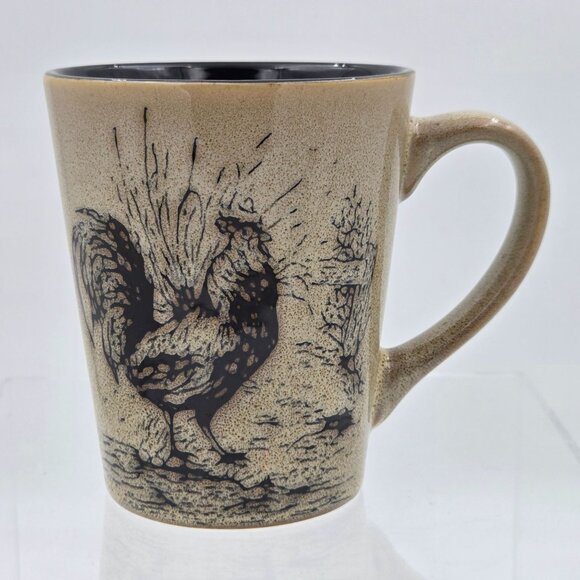 Pfaltzgraff Homespun Rooster Set of 2 Mugs Ceramic Beige Brown Farmhouse - Picture 4 of 7